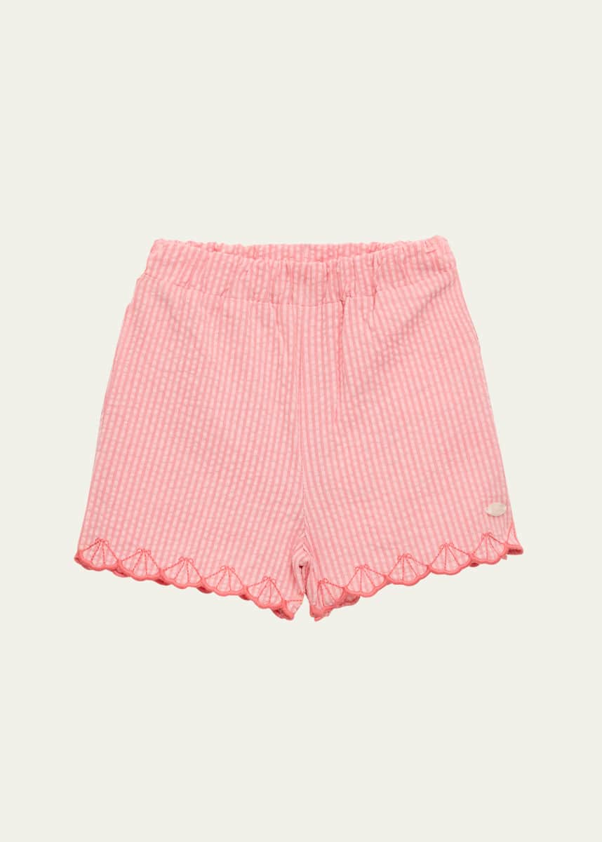 Tartine et Chocolat Girl's Layette Scalloped Seersucker Shorts, Size 6M-4