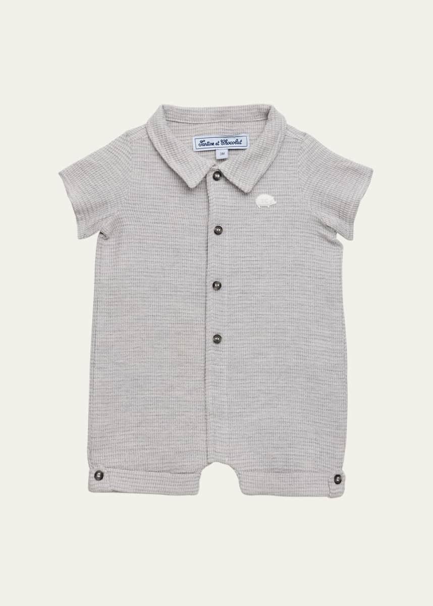 Tartine et Chocolat Boy's Layette Waffle-Knit Embellished Onesie, Size Newborn-4