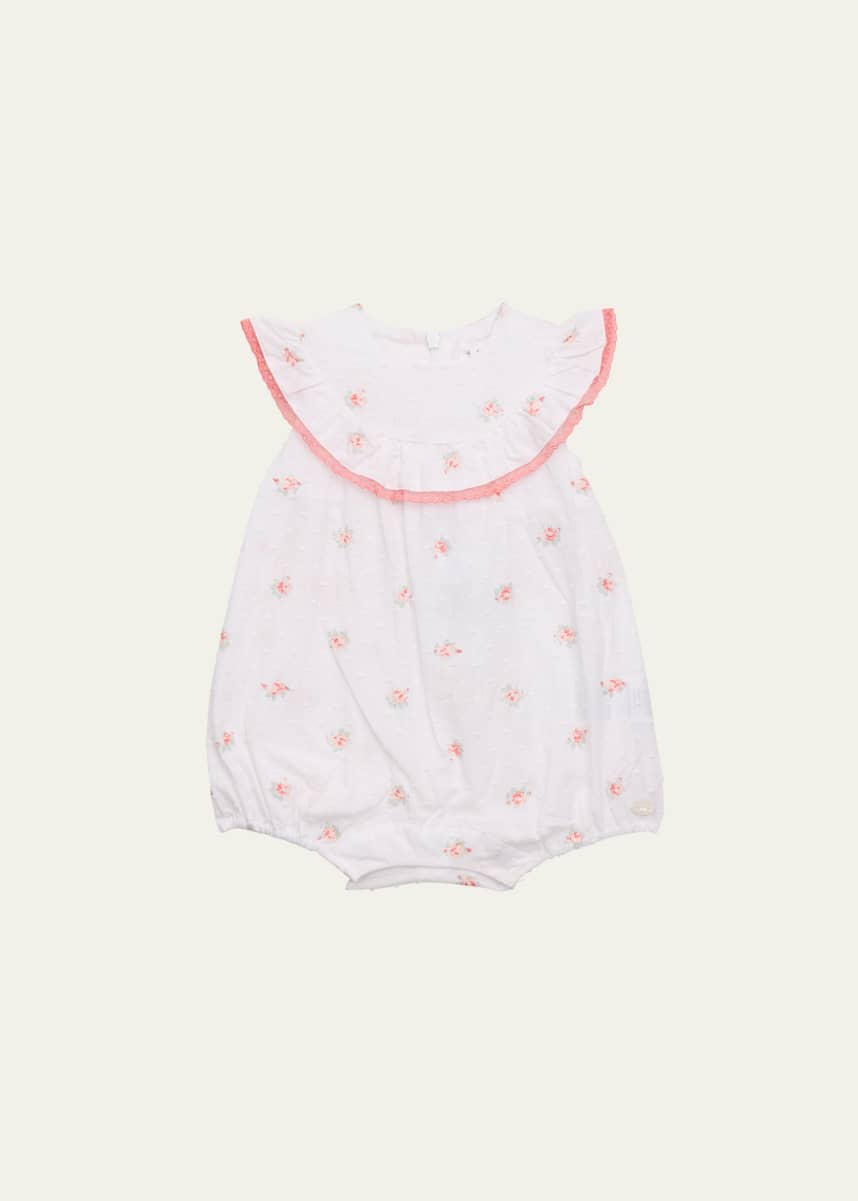 Tartine et Chocolat Girl's Floral-Print Swiss Dot Bubble Romper, Size 3M-1