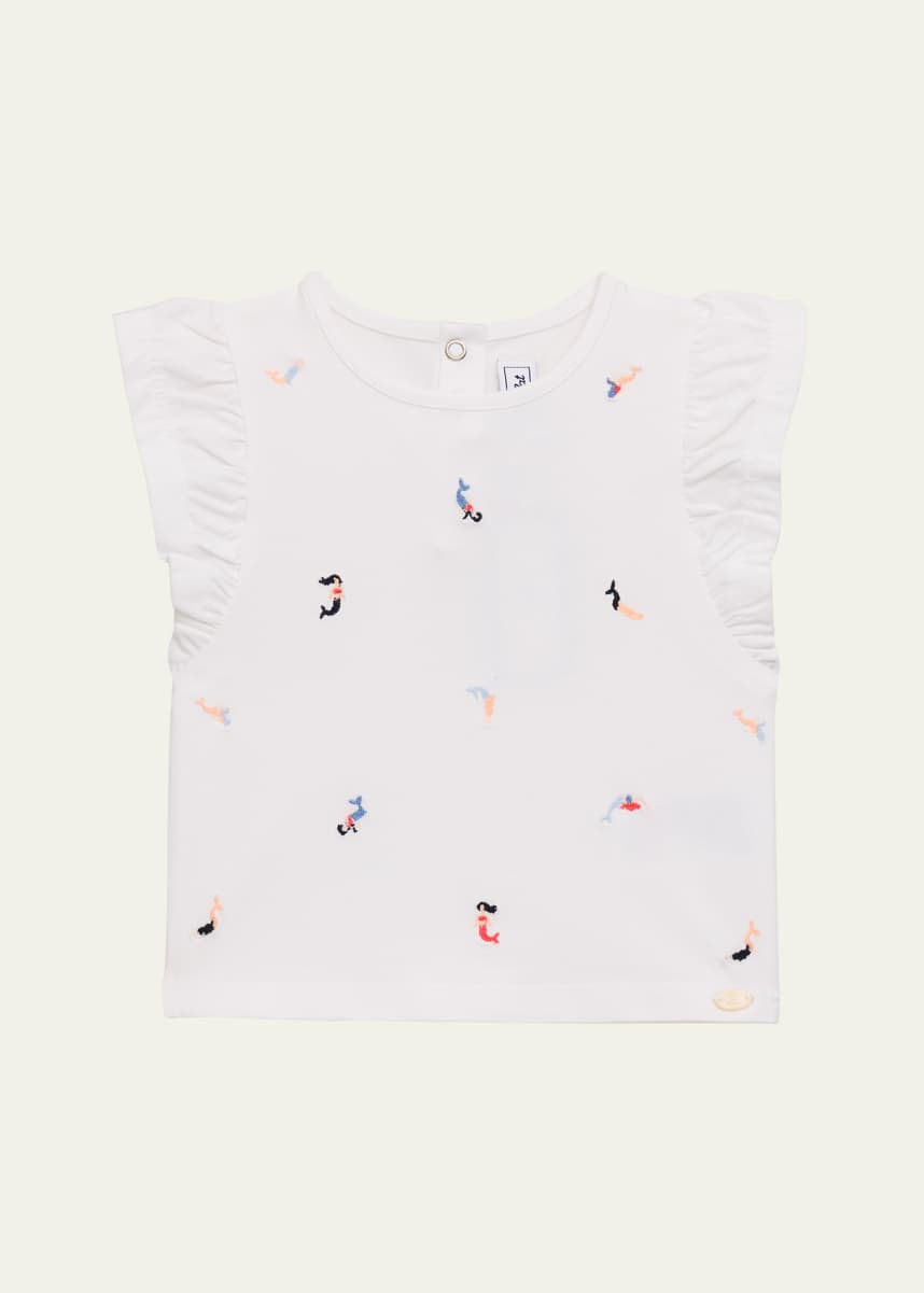 Tartine et Chocolat Girl's Embroidered Mermaid T-Shirt, Size 6M-4