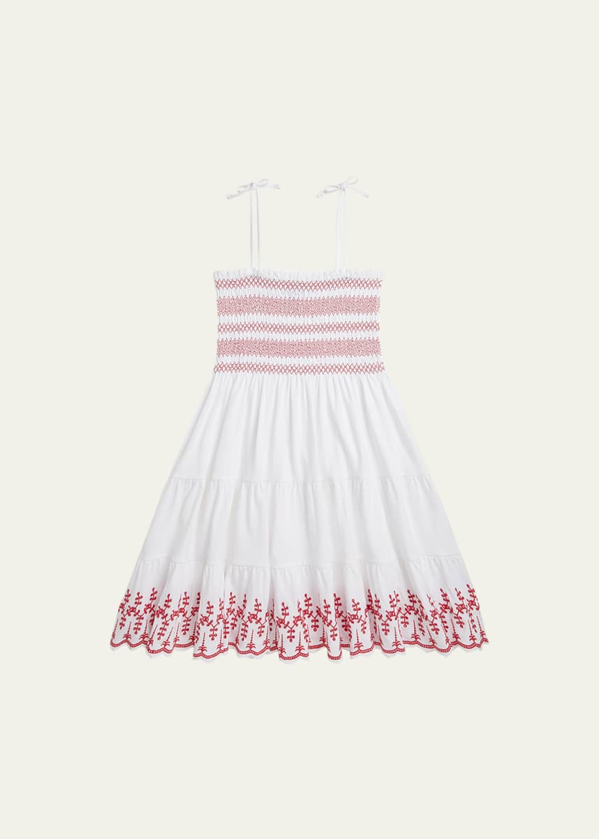 Ralph Lauren Childrenswear Girl's Eyelet Embroidered Smocked Dress, Size 2-6X