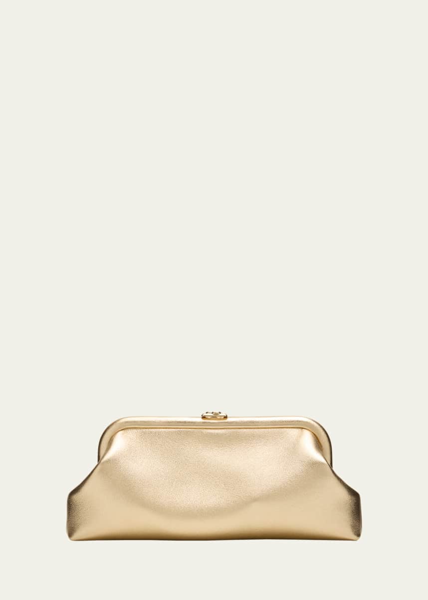 Jimmy Choo Skylar Frame Metallic Leather Clutch Bag