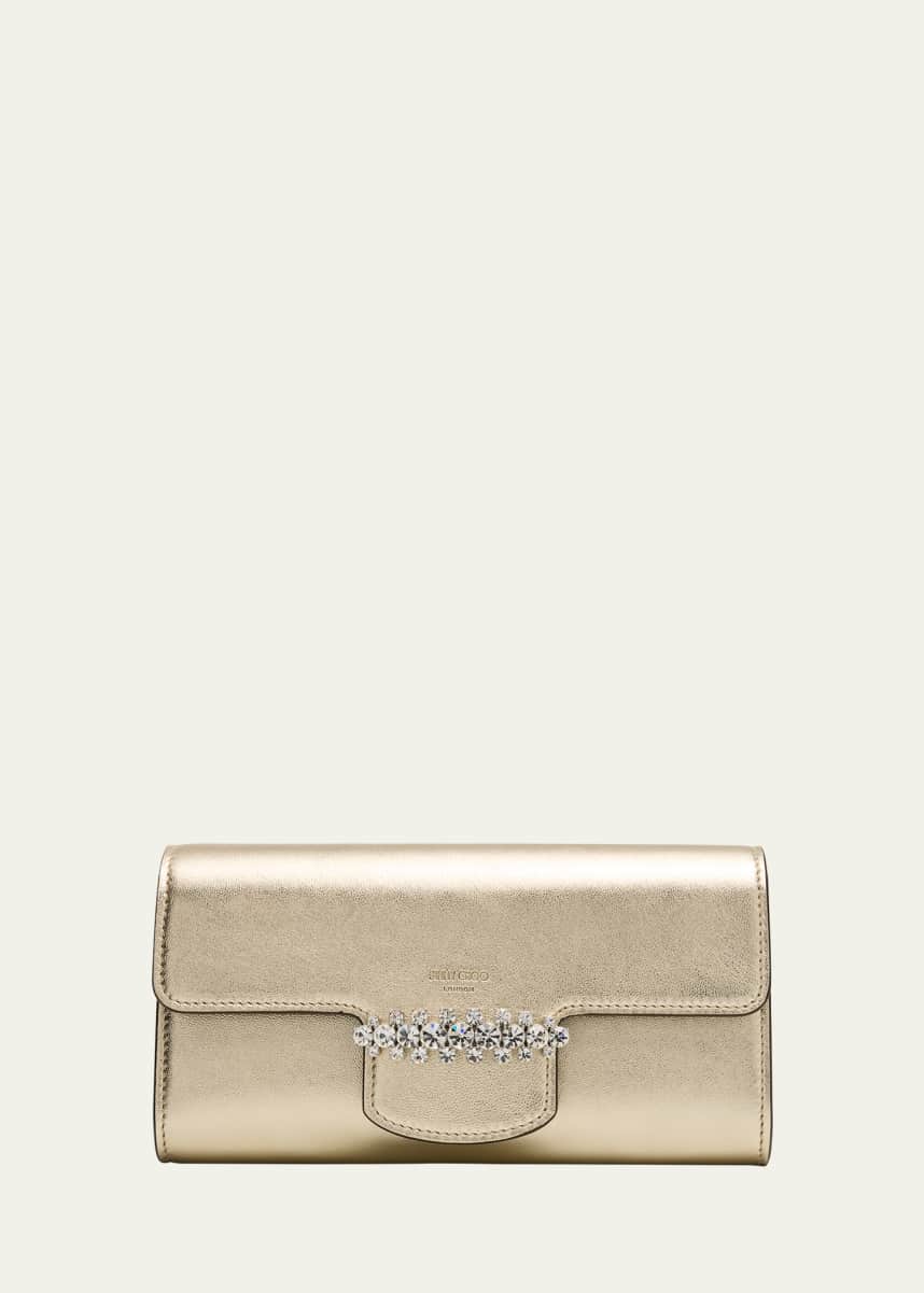 Jimmy Choo Bing Crystal Metallic Leather Wallet