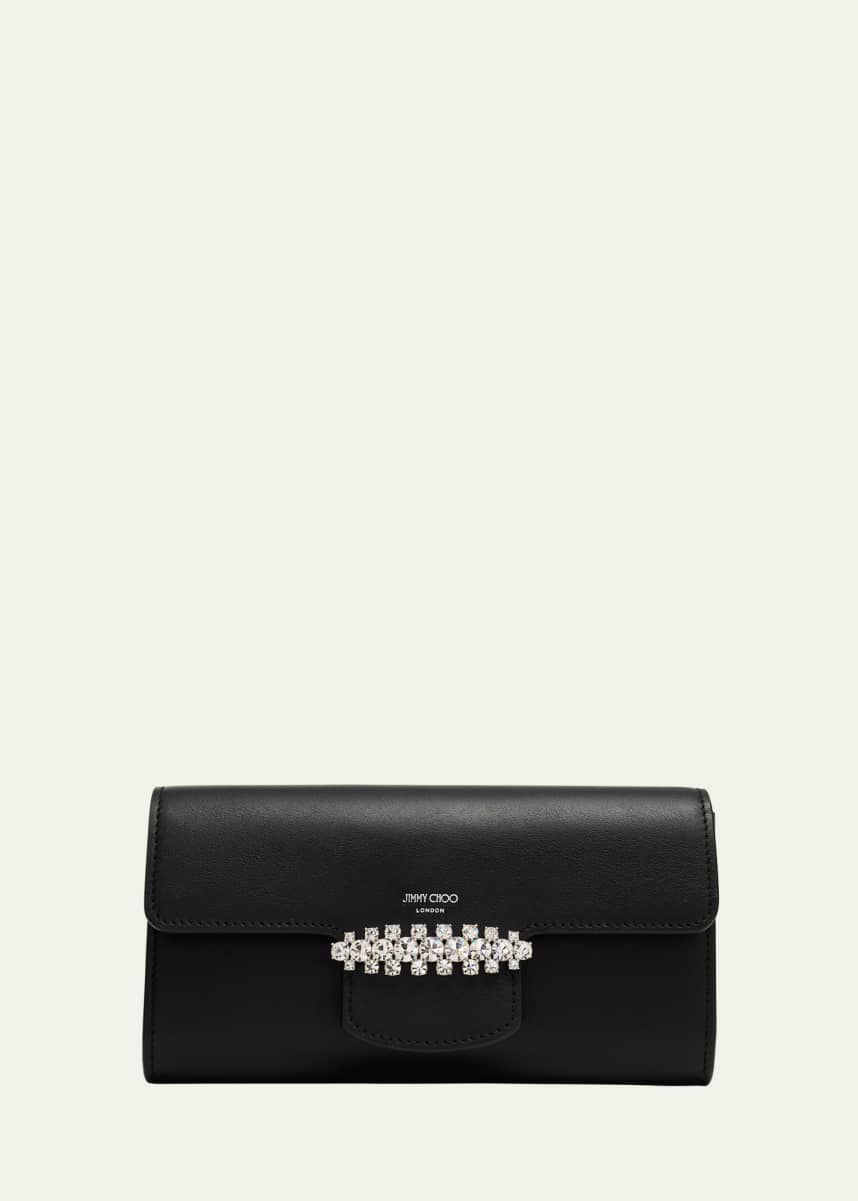 Jimmy Choo Bing Crystal Smooth Leather Wallet