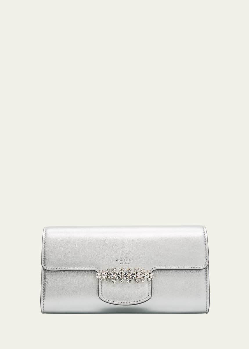 Jimmy Choo Bing Crystal Metallic Leather Wallet