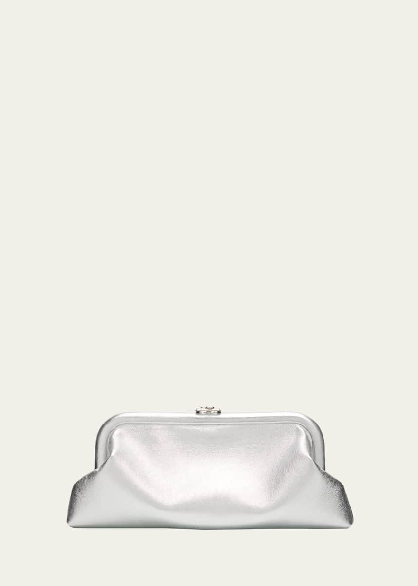 Jimmy Choo Skylar Frame Metallic Leather Clutch Bag