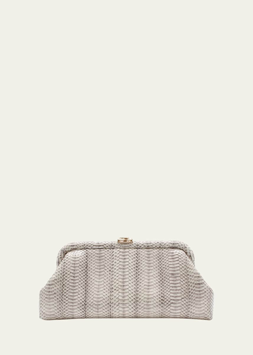 Jimmy Choo Skylar Snake-Print Leather Clutch Bag with JC Clasp