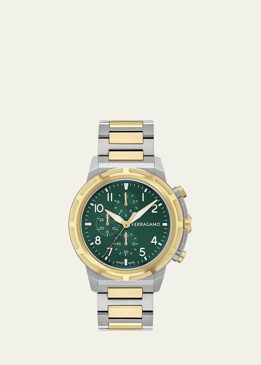 Ferragamo Ferragamo Sport Chrono 44mm Two Tone Bracelet Watch