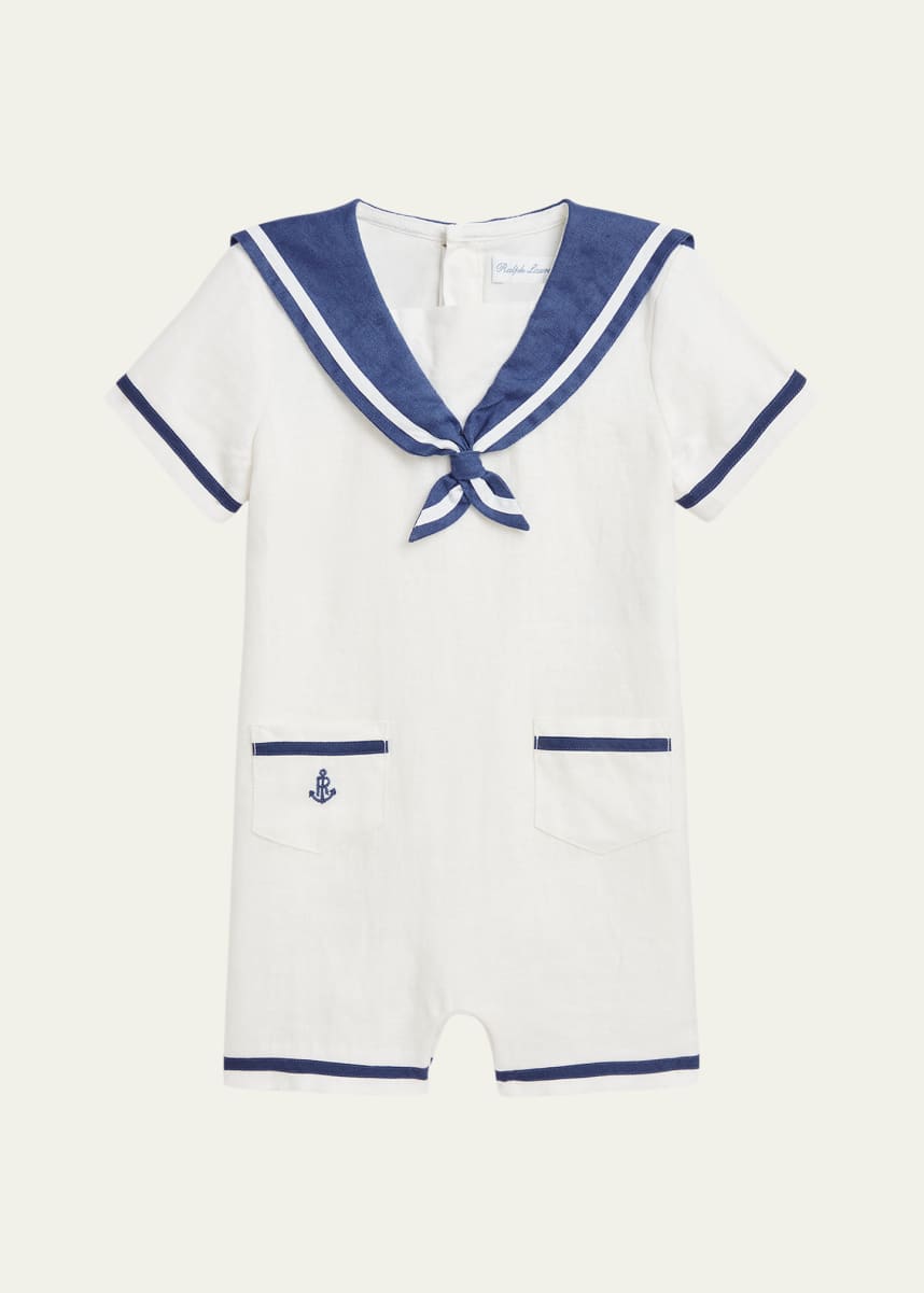 Ralph Lauren Childrenswear Boy's Sailor-Inspired Embroidered Shortall, Size 9M-24M