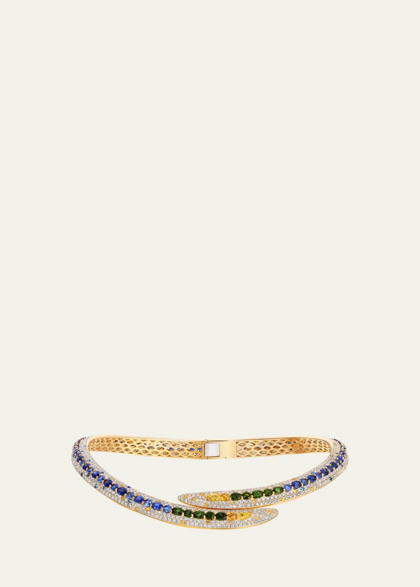 Graziela Gems 14K Yellow Gold Passaro Collar with Diamonds and Multi Gemstones