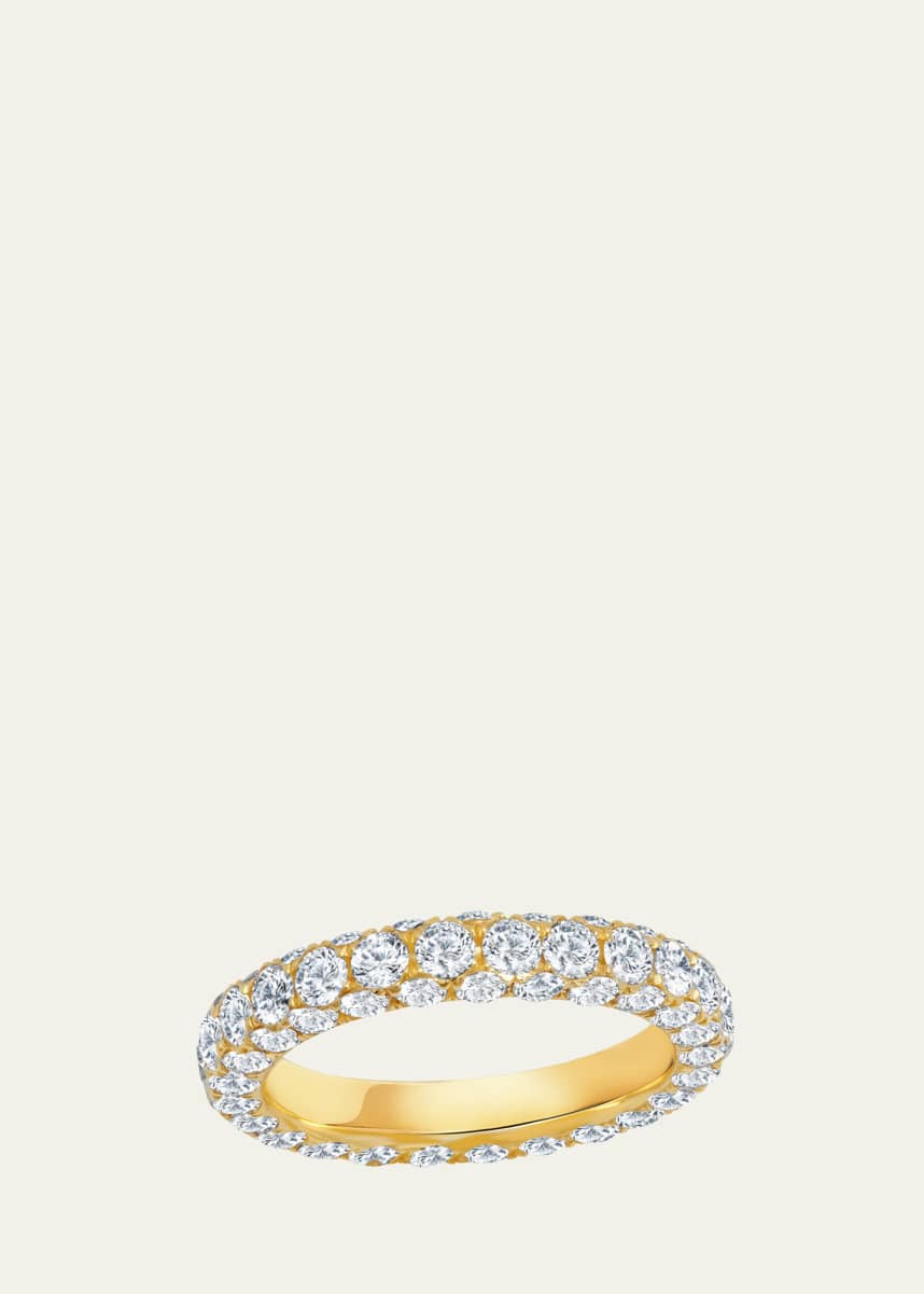 Graziela Gems 18K Yellow Gold 3-Sided Diamond Band Ring, Size 7