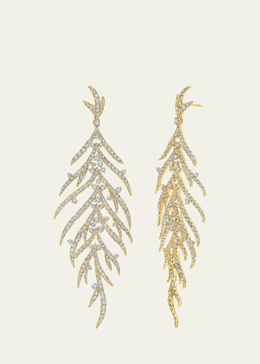 Graziela Gems 18K Yellow Gold Folha White Diamond Drop Earrings