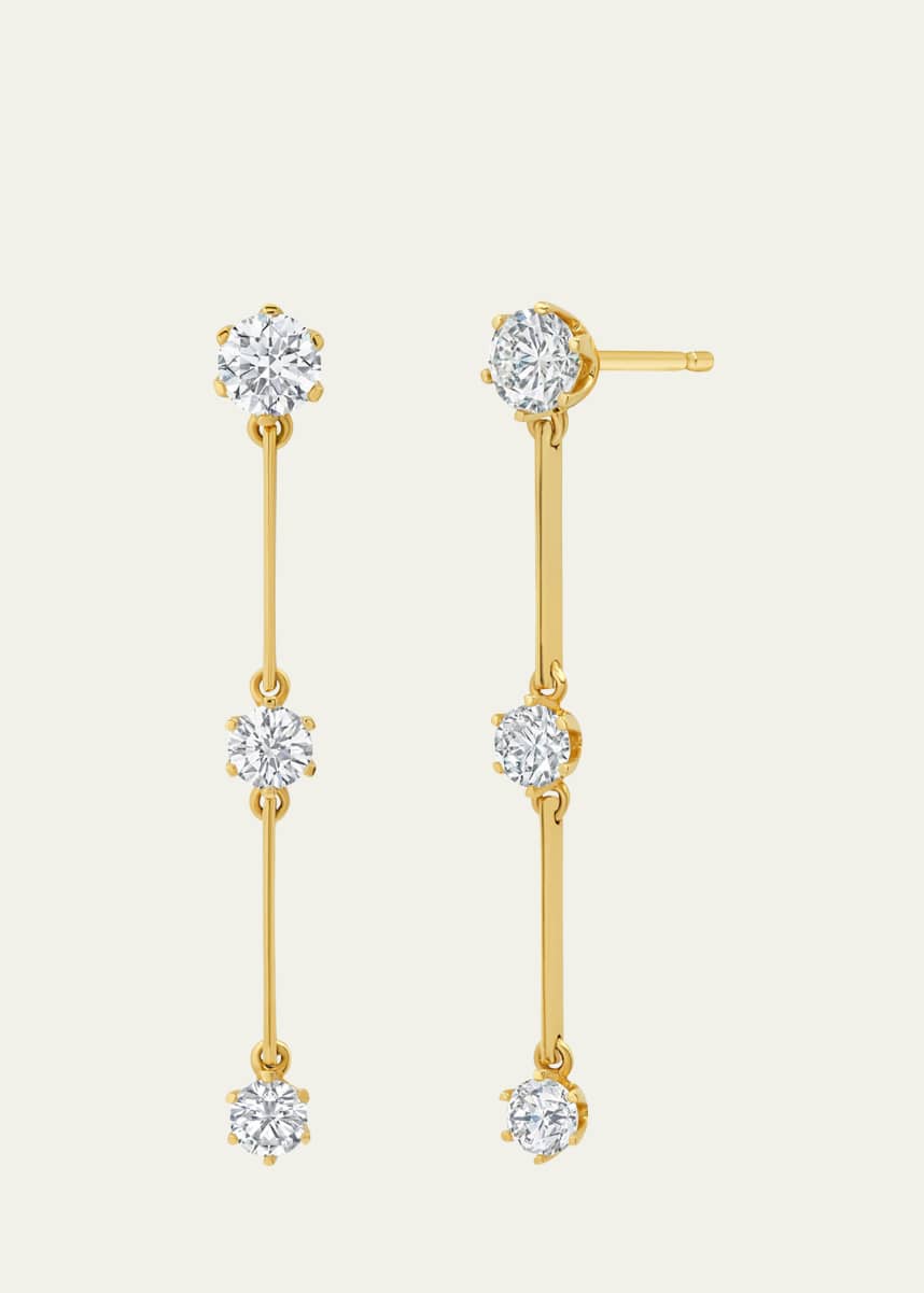 Graziela Gems 18K Yellow Gold Floating Diamond Triple Drop Earrings