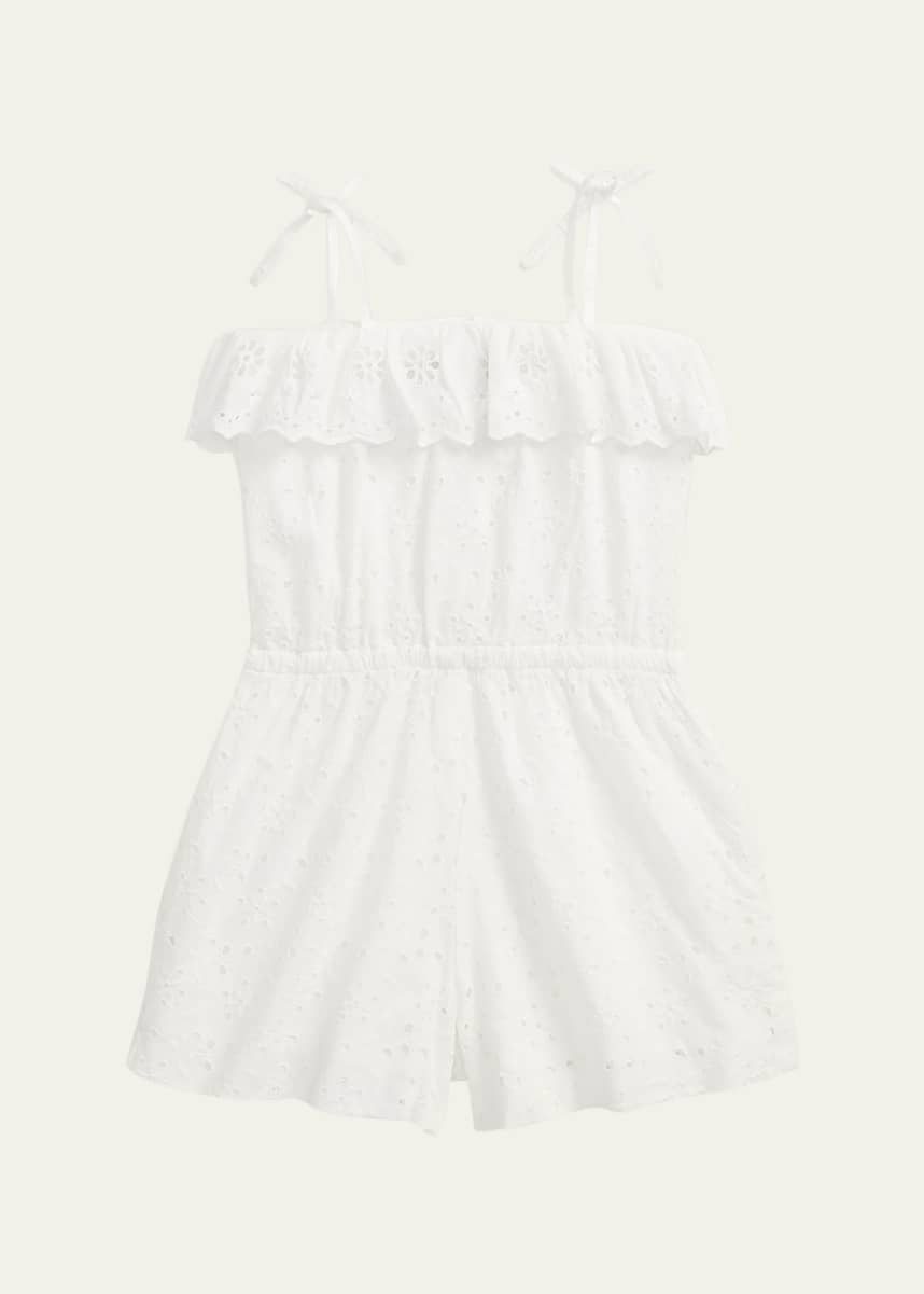 Ralph Lauren Childrenswear Girl's Eyelet Embroidered Romper, Size 2-6X