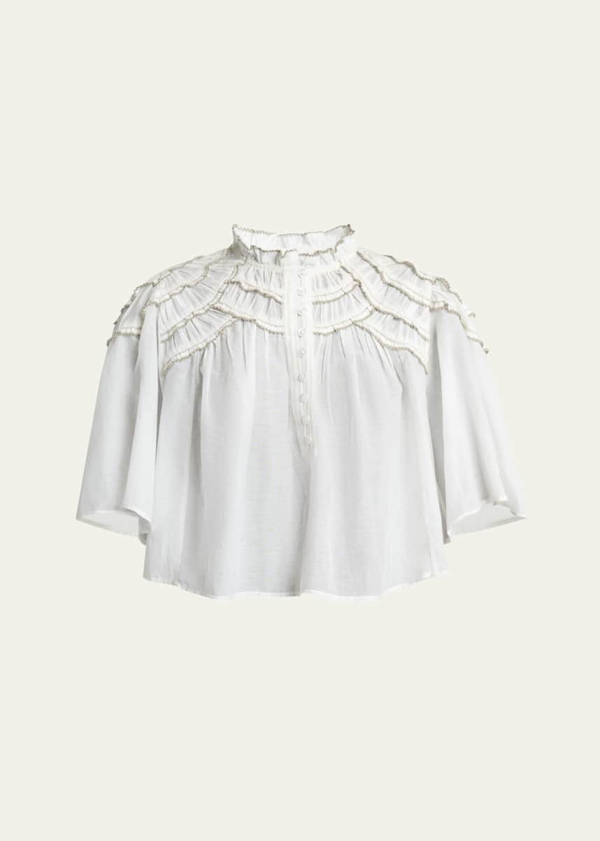 Etoile Isabel Marant Carmen Ruffled Short-Sleeve Blouse