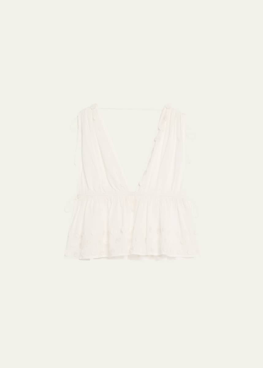 Ulla Johnson Anya Plunge V-Neck Coverup Top