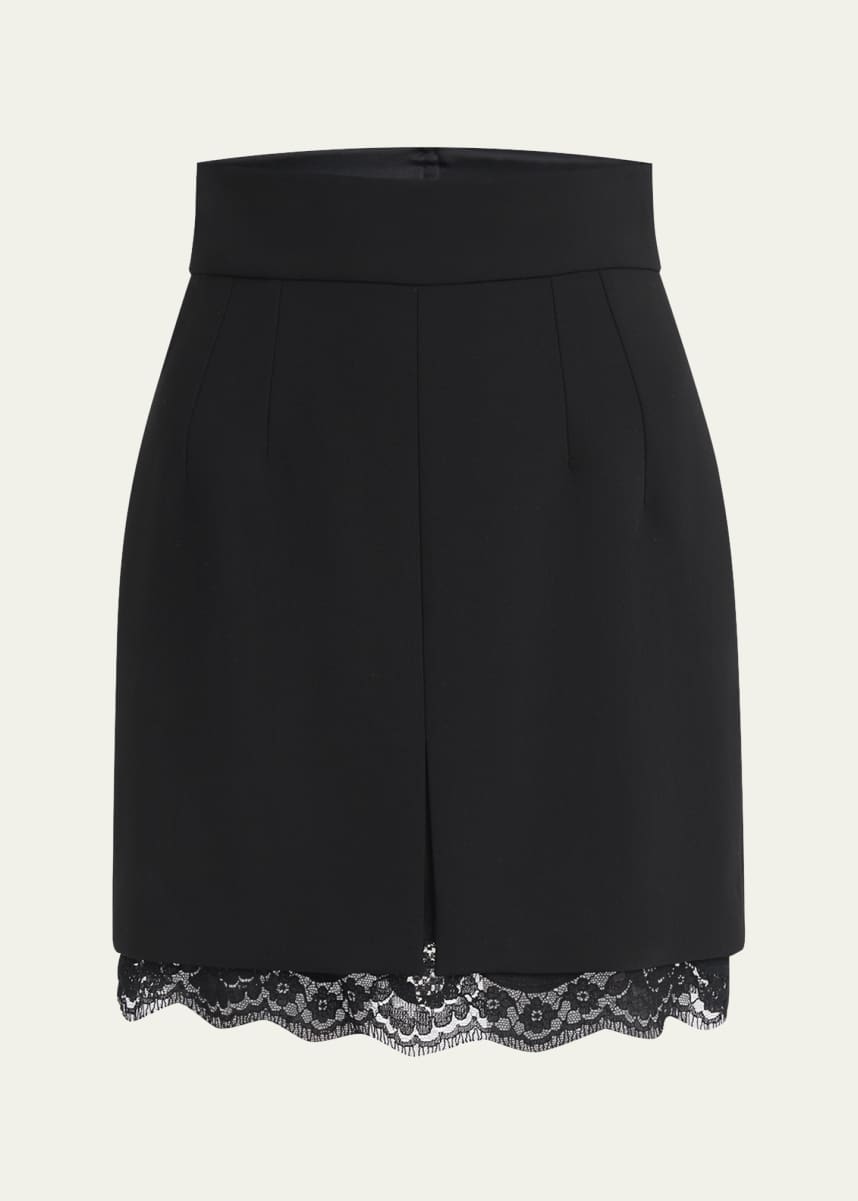 Dolce&Gabbana Lana Double Crepe Lace-Trim Mini Skirt