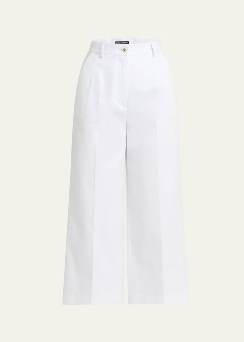 Dolce&Gabbana High-Rise Cotton Gabardine Wide-Leg Crop Pants