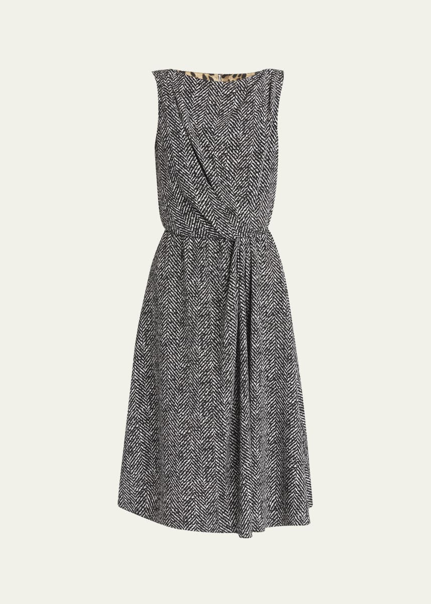 Dolce&Gabbana Draped Chevron Crepe Midi Dress