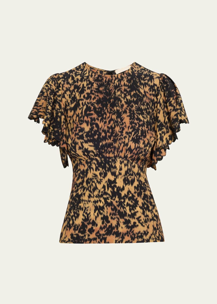 Ulla Johnson Nejma Flutter-Sleeve Blouse