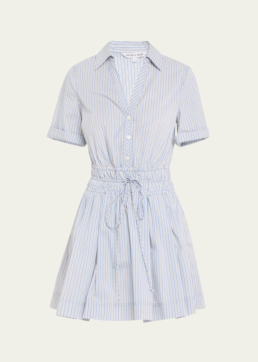 Veronica Beard Susan Stripe Short-Sleeve Mini Dress