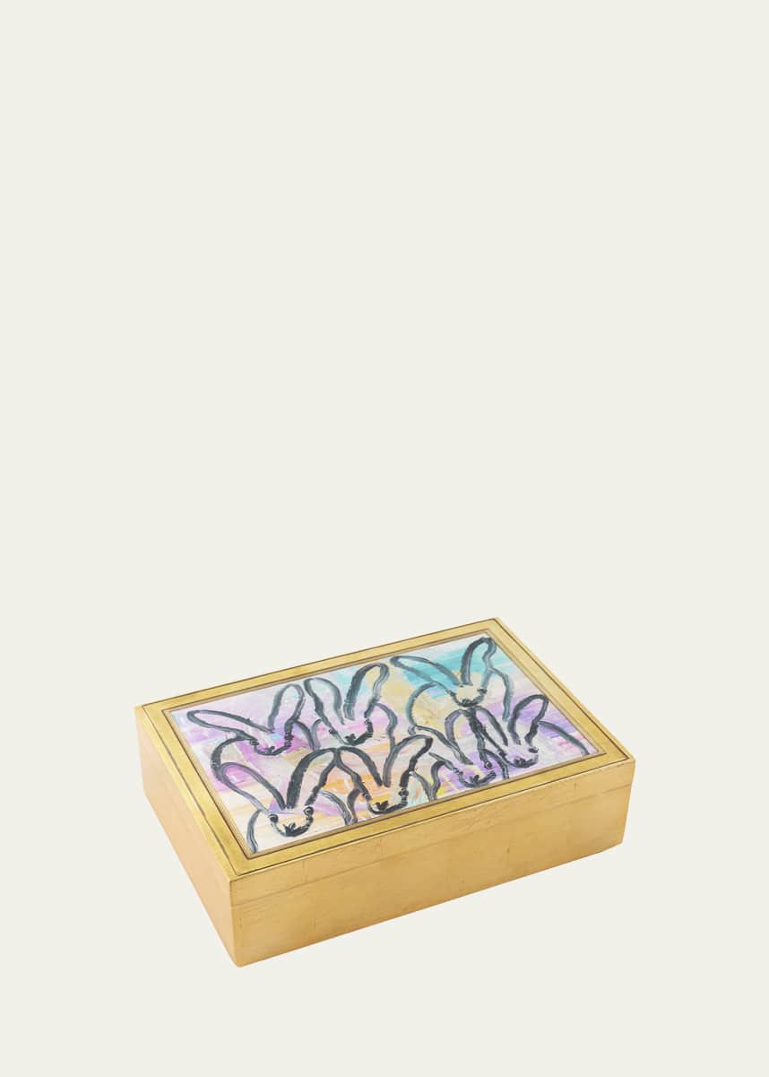 Hunt Slonem Framed Bunny Gold Leaf & Lacquer Box
