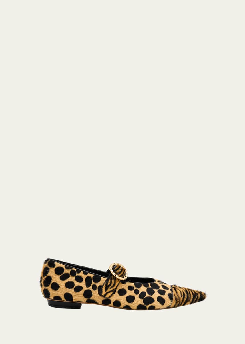 Ulla Johnson Kiki Mixed Calf Hair Mary Jane Ballerina Flats