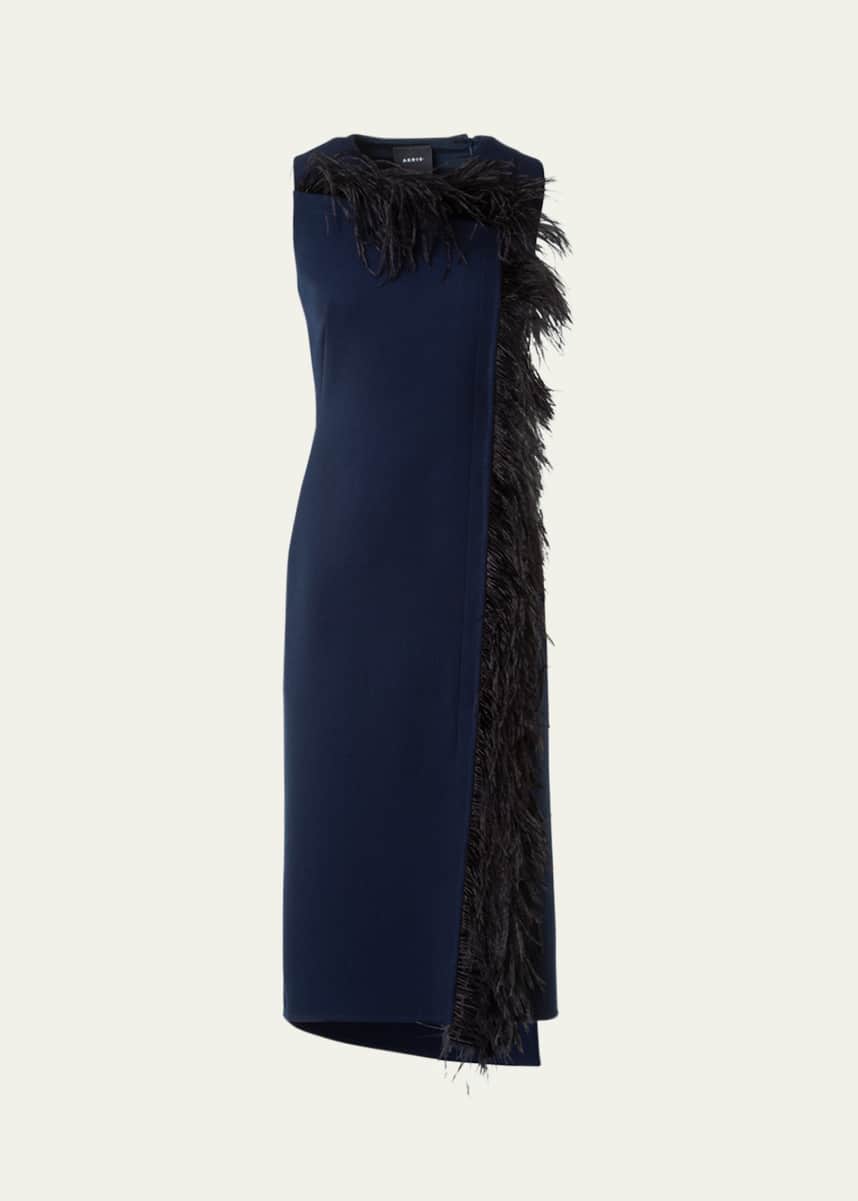 Akris Asymmetric Double-Face Wool Midi Dress