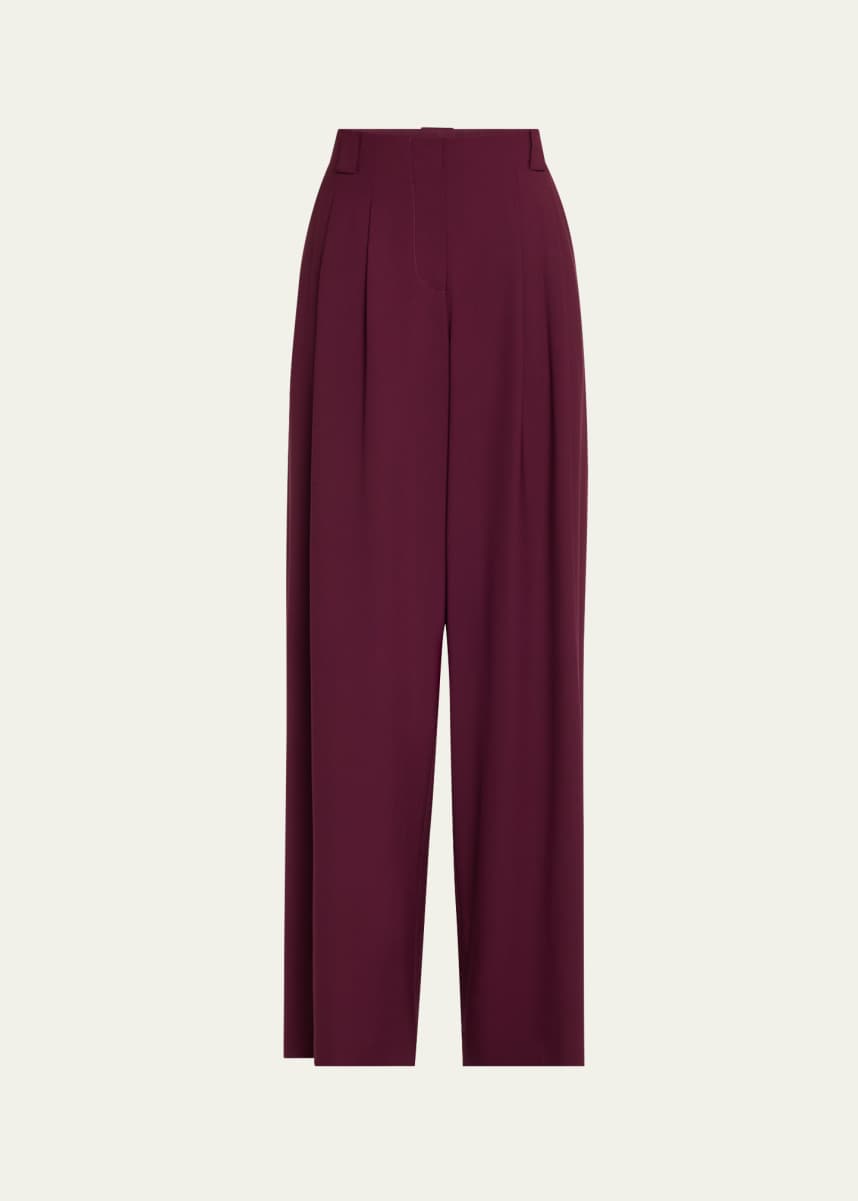Lafayette 148 New York Wyatt Pleated High-Rise Wide-Leg Pants