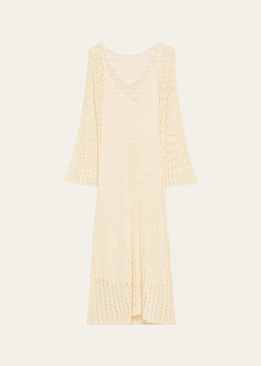 Altuzarra Jemmy Open Knit Long-Sleeve Midi Dress