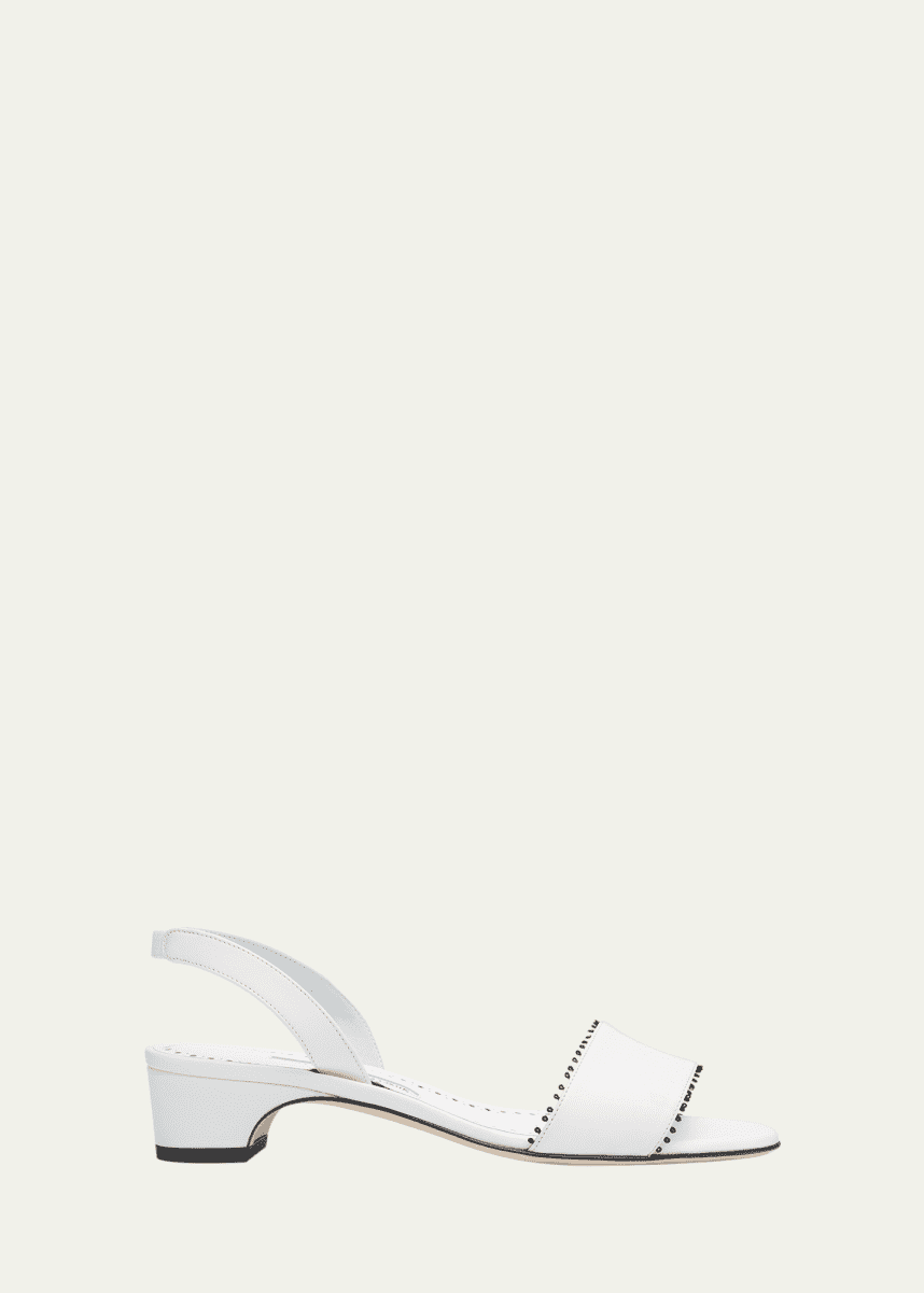 Manolo Blahnik Patobar Leather Slingback Sandals