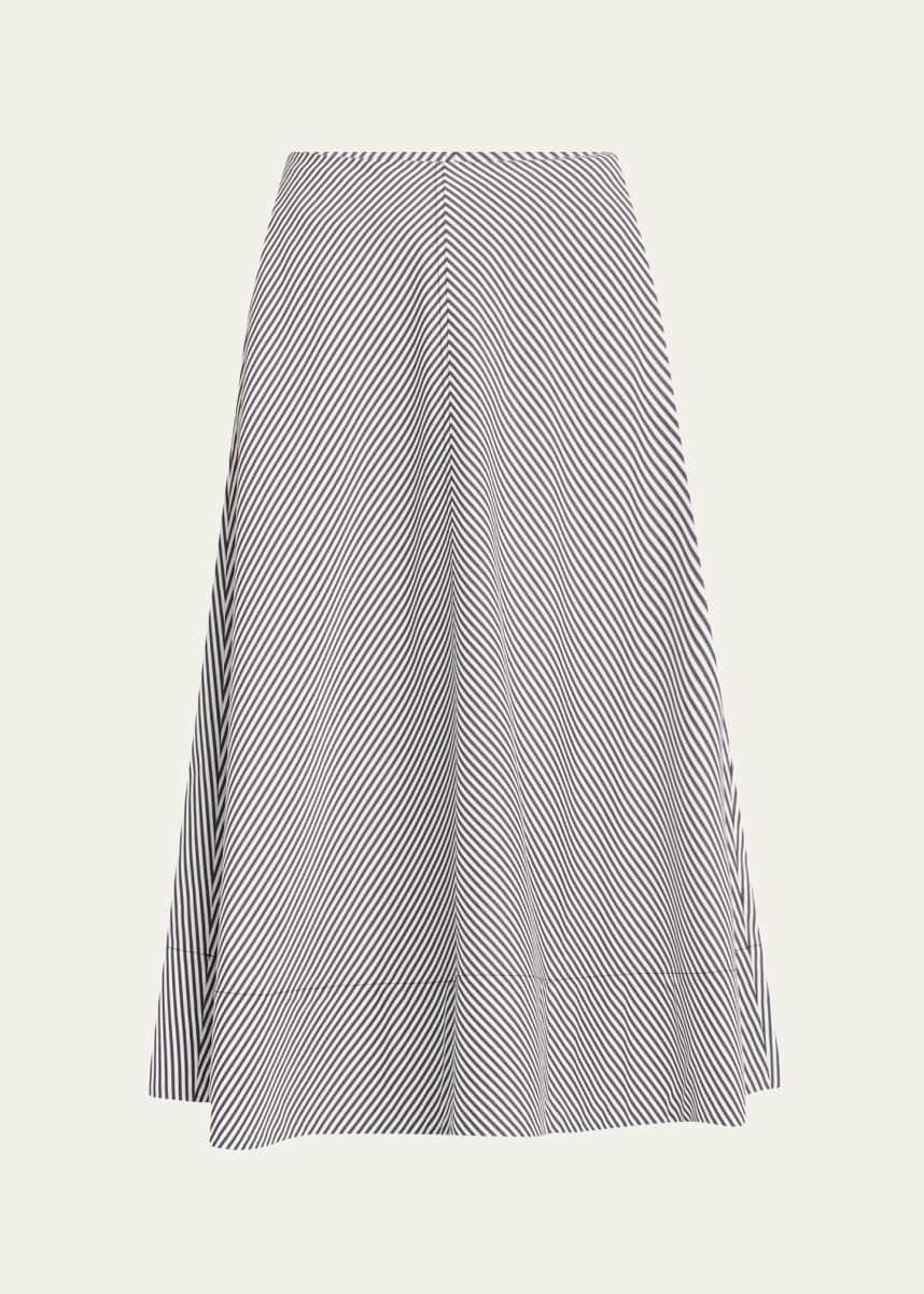 Brandon Maxwell Knox Striped Low-Slung Midi Circle Skirt
