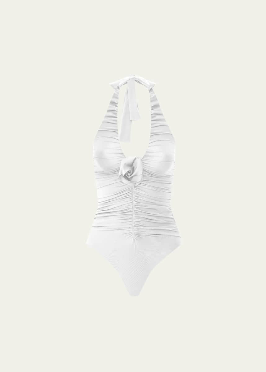MAYGEL CORONEL Yojaira Ruched Halter One-Piece Swimsuit