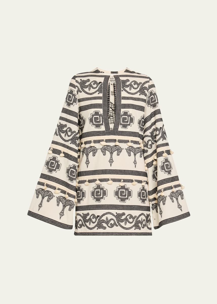 Johanna Ortiz Temple Embroidered Mini Dress