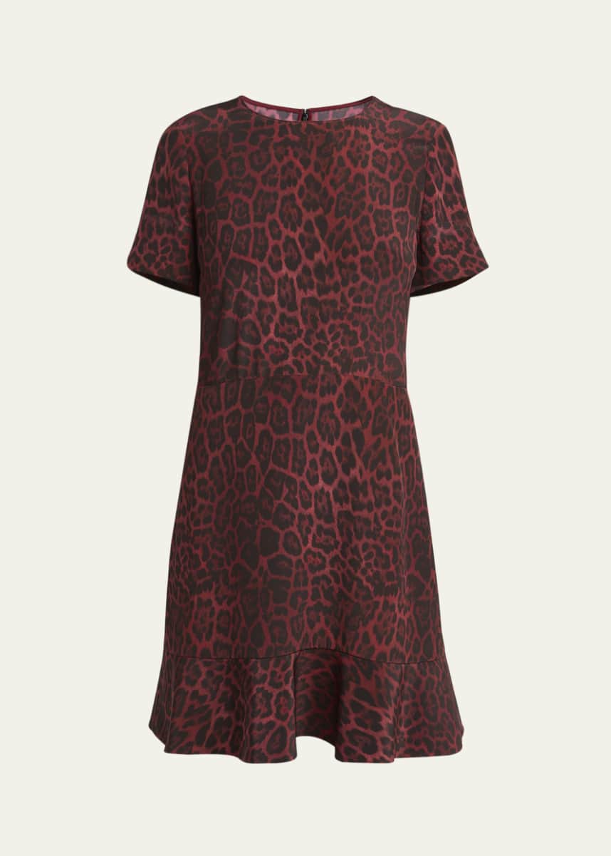 Stella McCartney Leopard Print Flared Hem Silk Dress