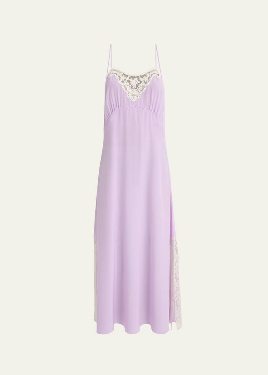 Chloe Lace-Trim Silk Midi Slip Dress