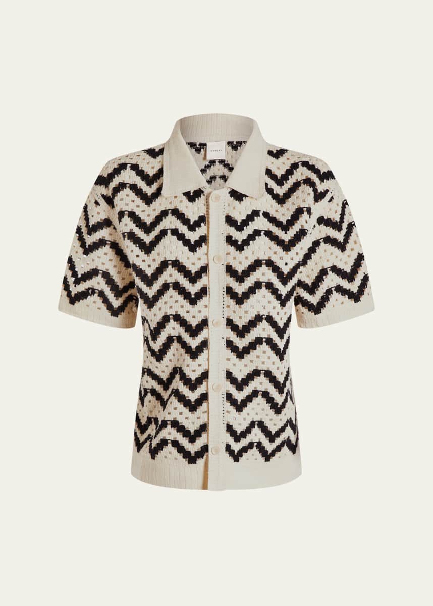 Varley Anais Crochet Polo Shirt