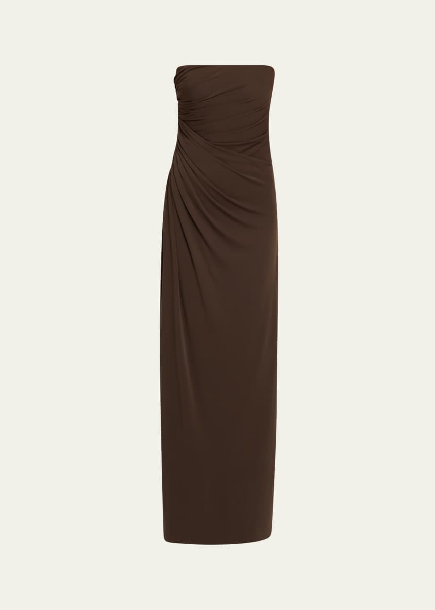 Halston Patrice Strapless Draped Matte Jersey Gown