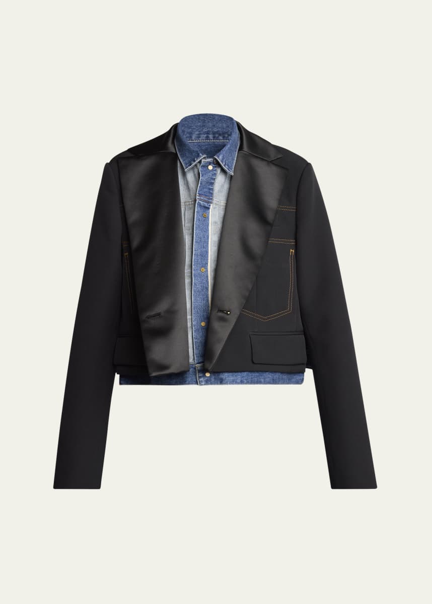 SACAI Layered Wool Denim Jacket