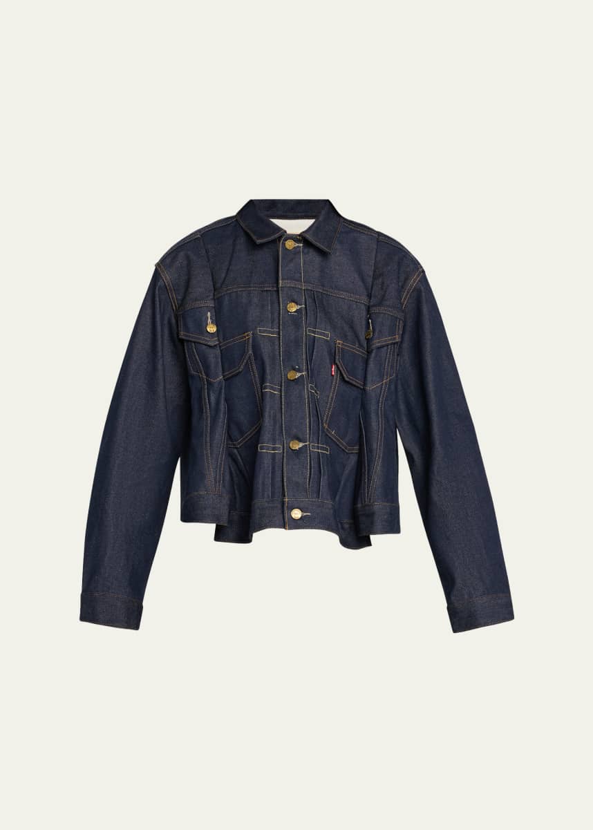 SACAI Denim Peplum Trucker Jacket