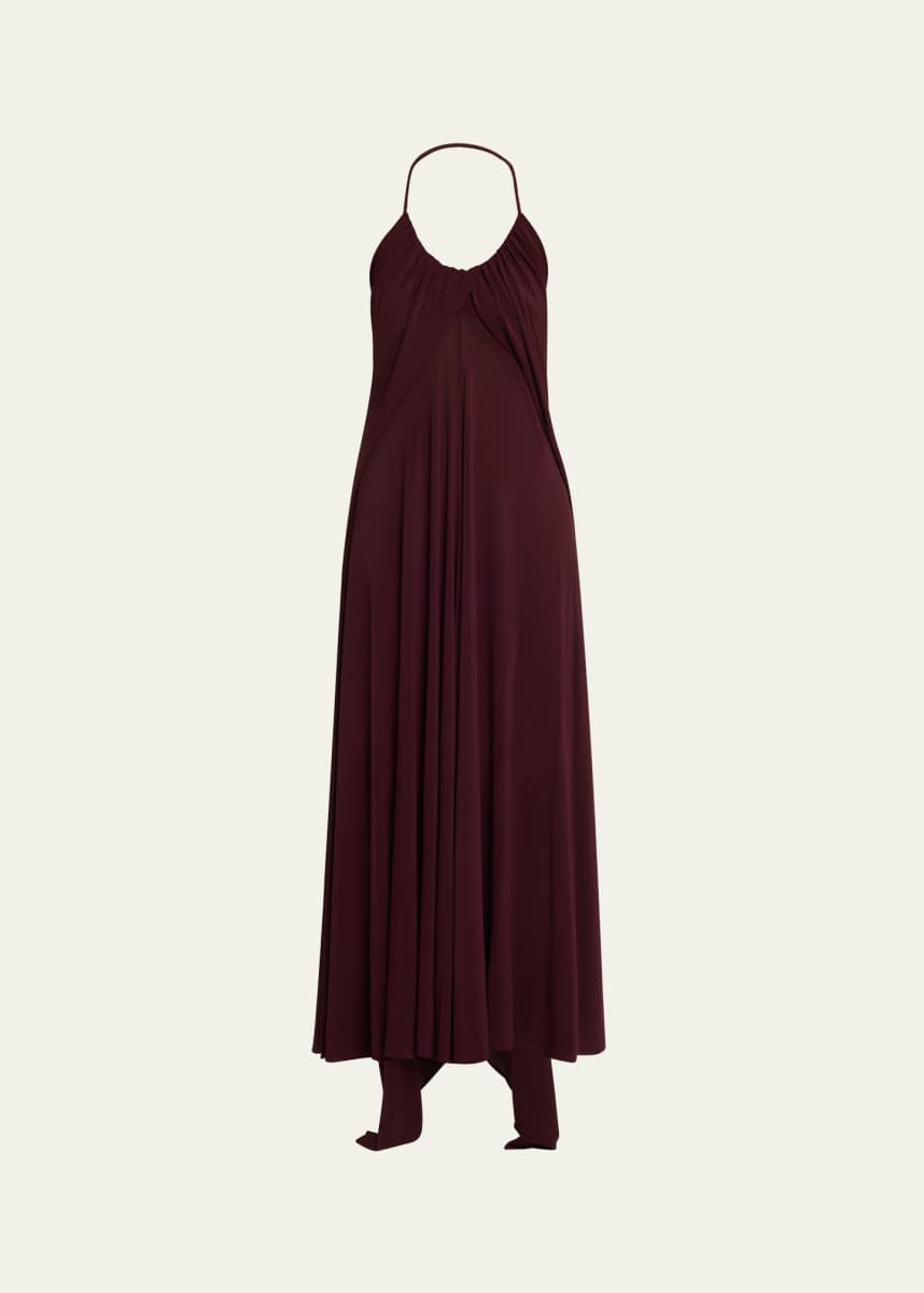 ALAIA Draped Halter Backless Gown