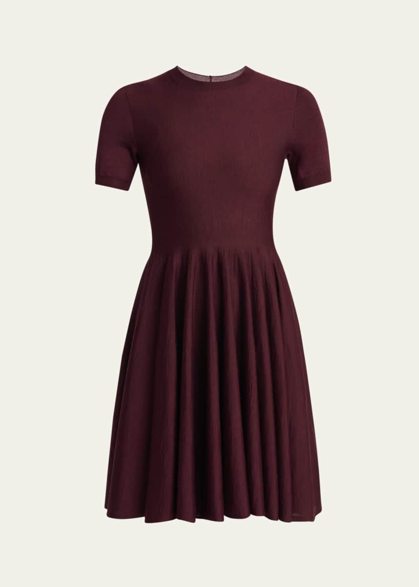 ALAIA Short-Sleeve Fit-&-Flare Mini Dress