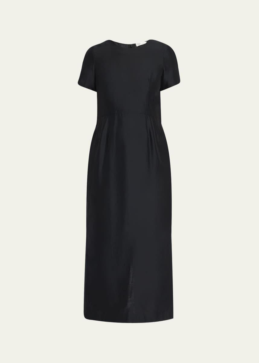 THE ROW Edmonia Short-Sleeve Cotton-Silk Midi Dress