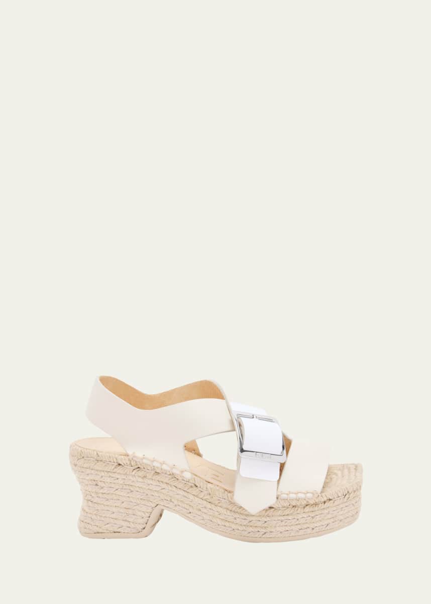 Loewe Petal Leather Platform Espadrille Sandals