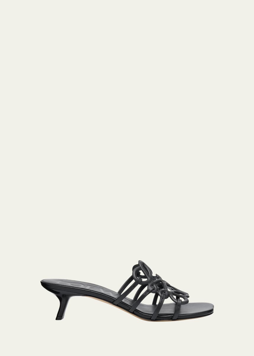 Loewe Petal Anagram Leather Caged Mule Sandals