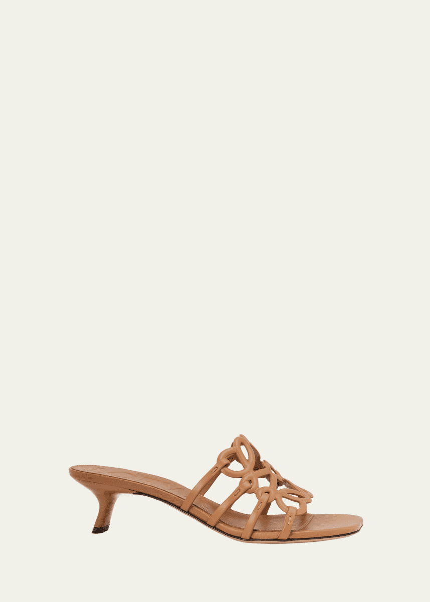 Loewe Petal Anagram Leather Caged Mule Sandals