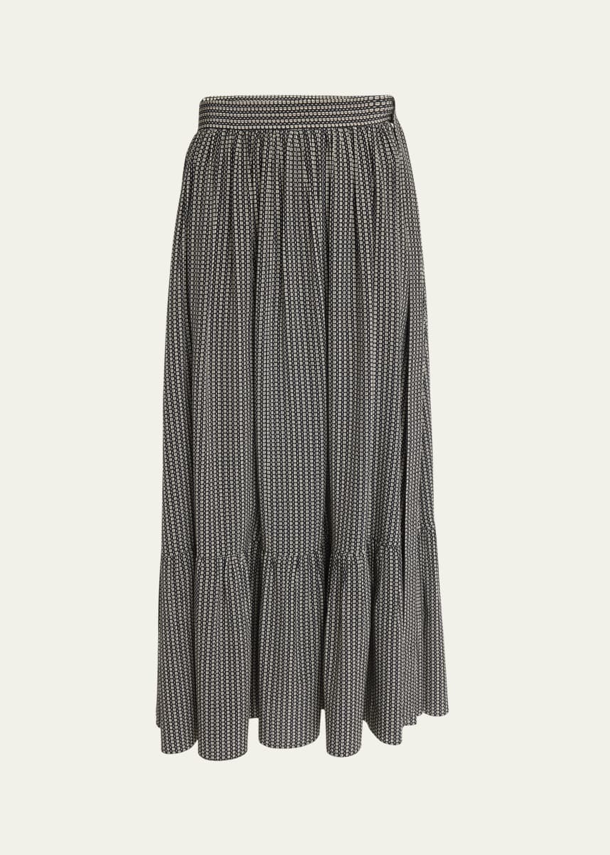 Chloe Micro Check Silk Maxi Skirt