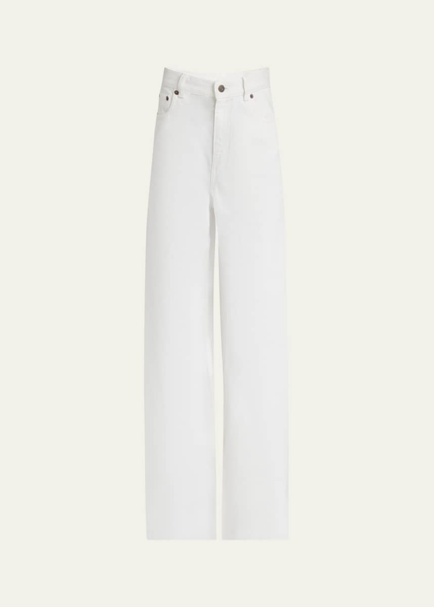 Chloe High-Rise White Denim Wide-Leg Palazzo Pants
