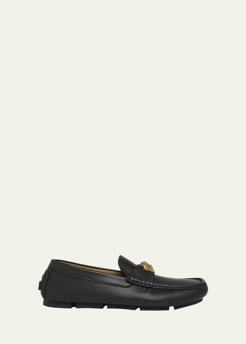 Versace Men's Medusa-Ornament Leather Drivers