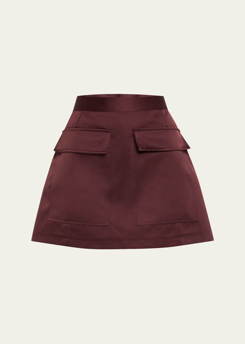 Plan C A-Line Satin Mini Skirt